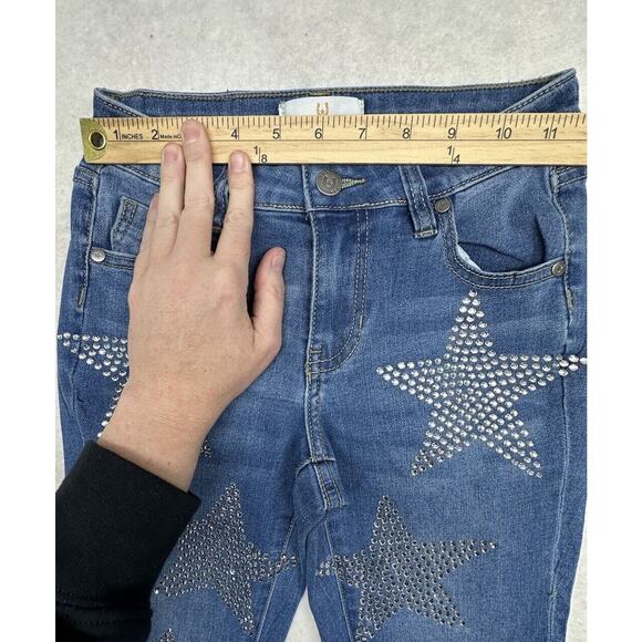 Austin Landing Womens Star Flare Jeans Size 00 Blue Stretch Crystal Western - Picture 5 of 12